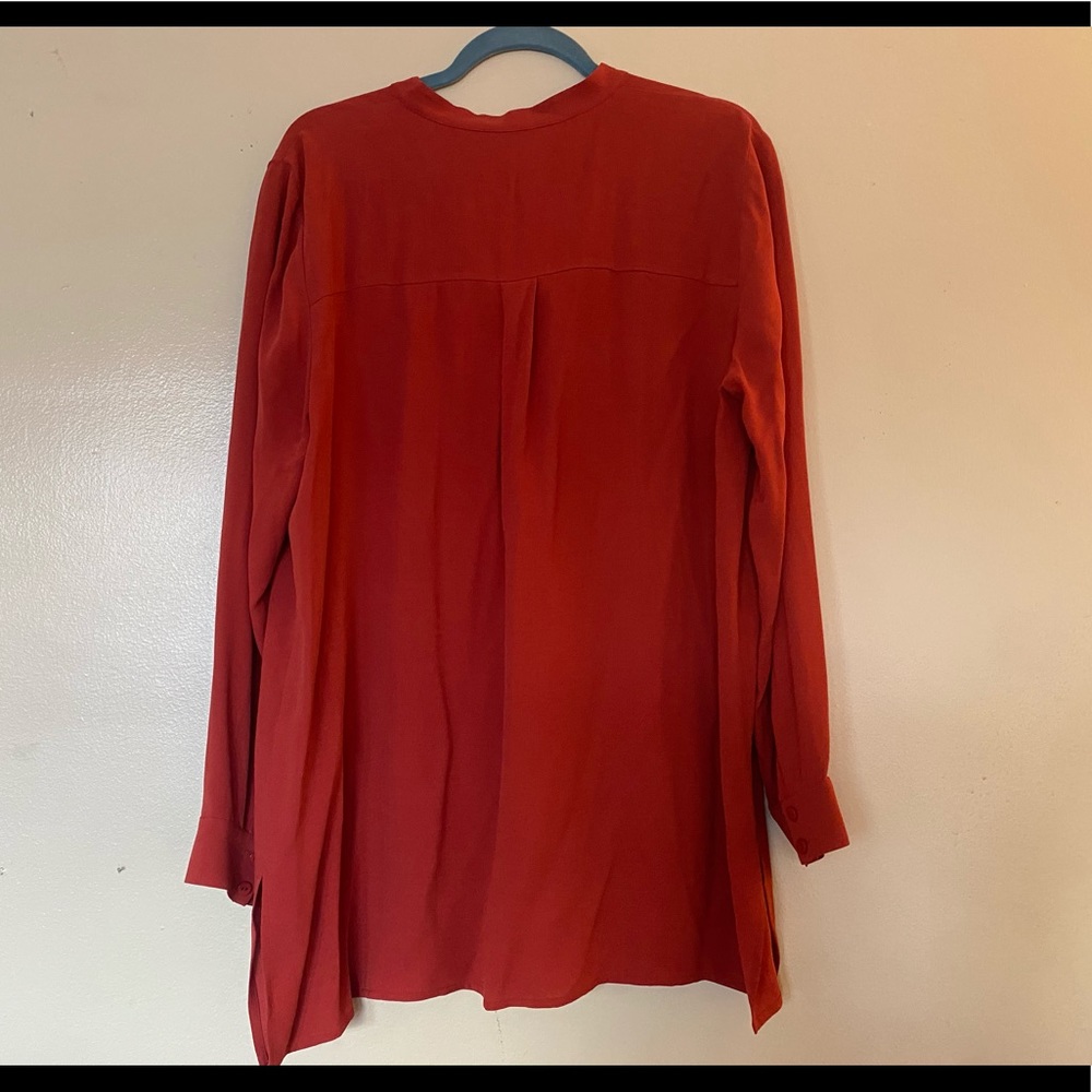 Eileen Fisher Silk Split Neck Blouse - Picture 7 of 10